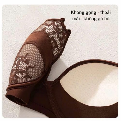Áo Lót Nữ Lụa Phối Ren Đệm 2cm Cao Cấp, Nâng Đẩy V1, Không Gọng