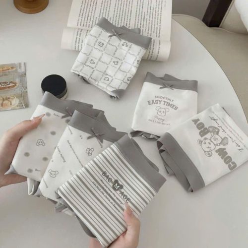 Set 5 Quần Lót Nữ Cotton Hàn Mềm Mại Đáy Quần Kháng Khuẩn, Không Bí