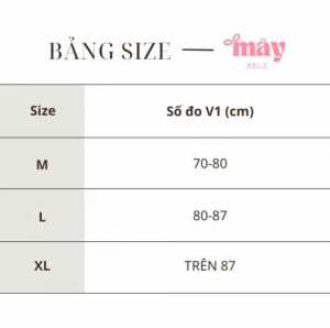 Bảng size áo ngực không gọng su đúc cao cấp