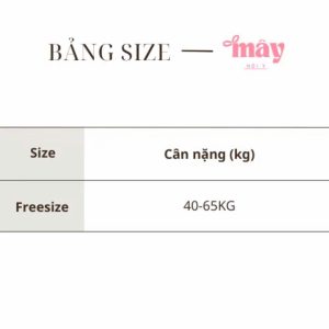 Bảng size quần lót su nơ không viền co giãn thoải mái